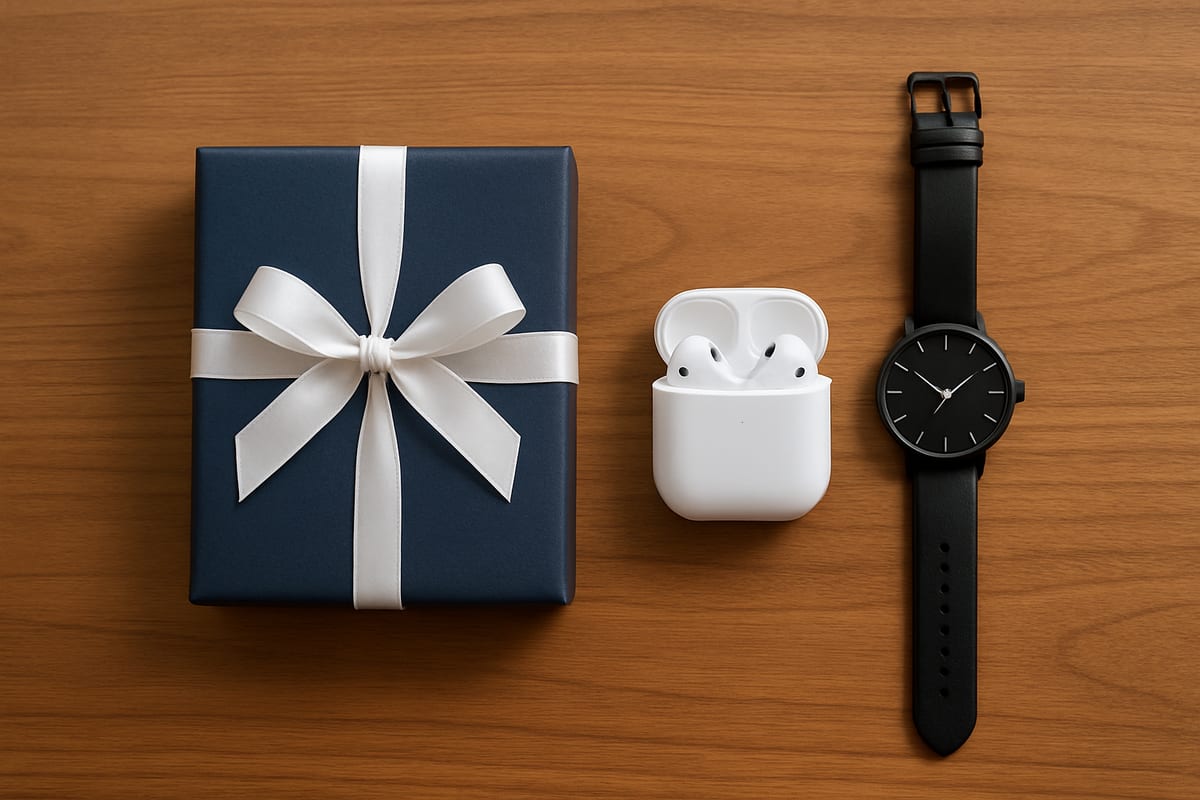 A gift for a brother wrapped in kraft paper