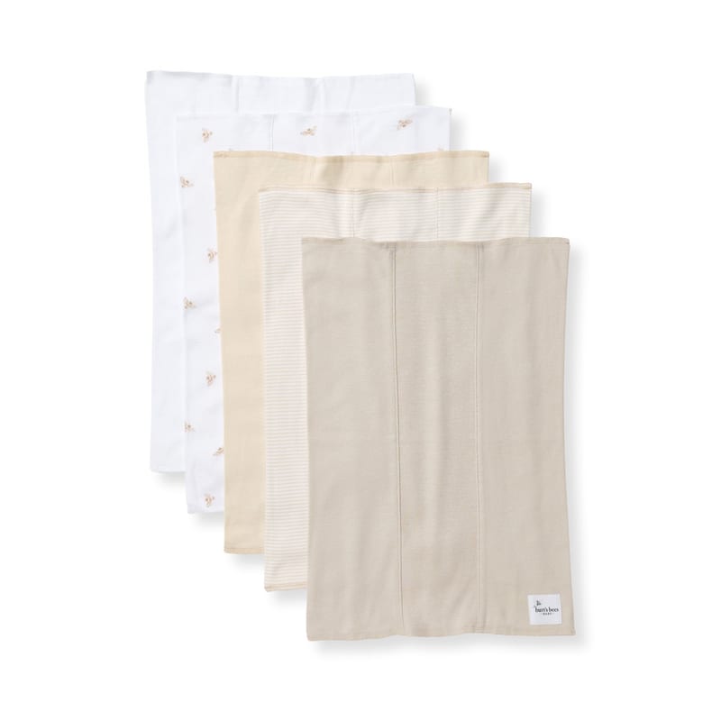 Burt's Bees Baby Organic Burp Cloths, 5 Pack