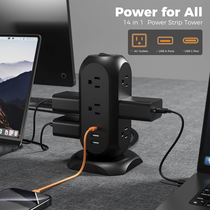 Power Strip Tower with USB (14-in-1)