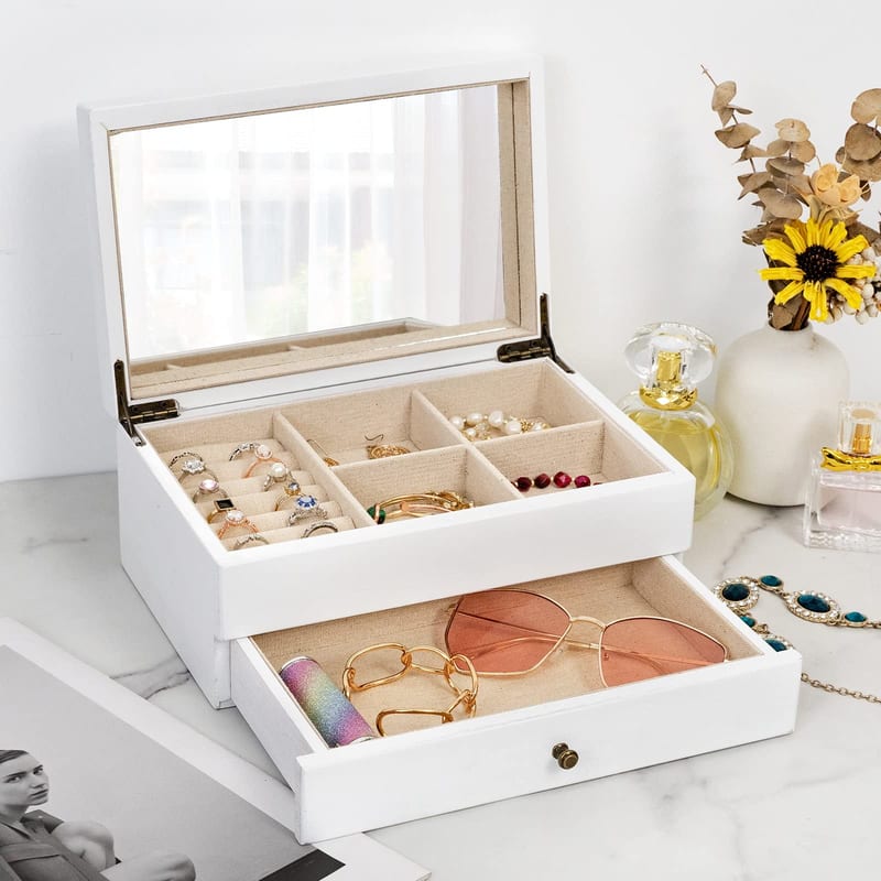 Jewelry Organizer Box with Mirror