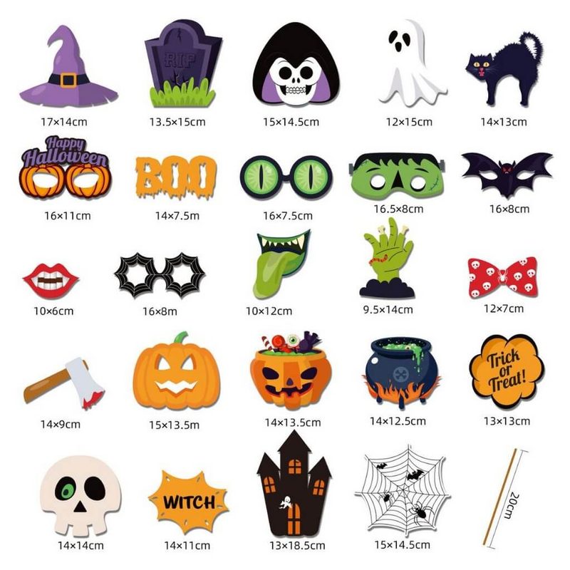 Halloween Photo Booth Props (27 Pieces)