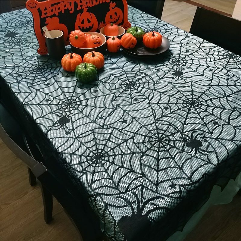 Black Lace Spiderweb Tablecloths (2 Pack)