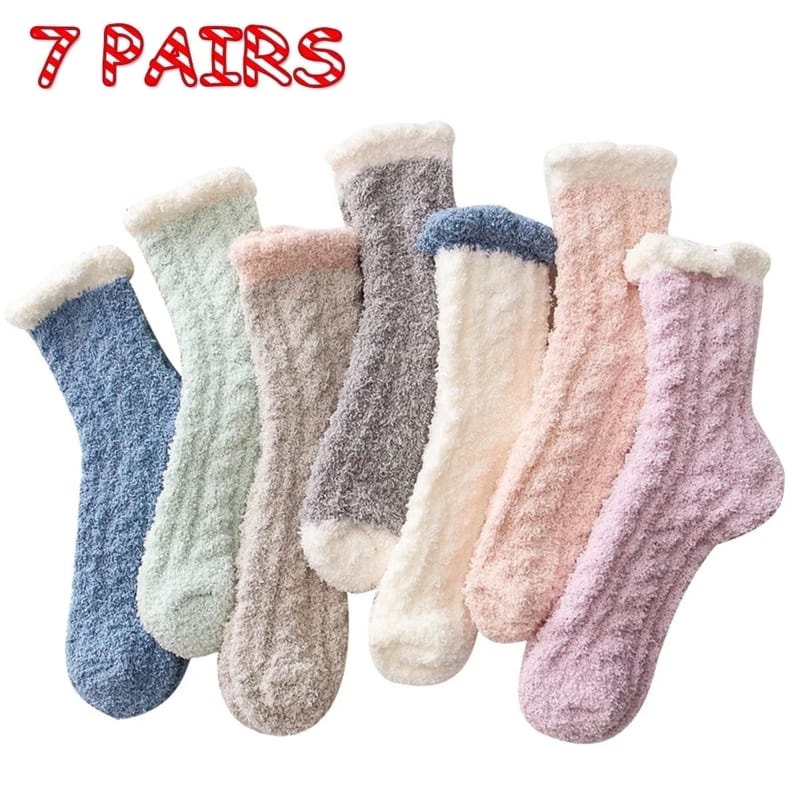 Cozy Fuzzy Slipper Socks 7-Pack