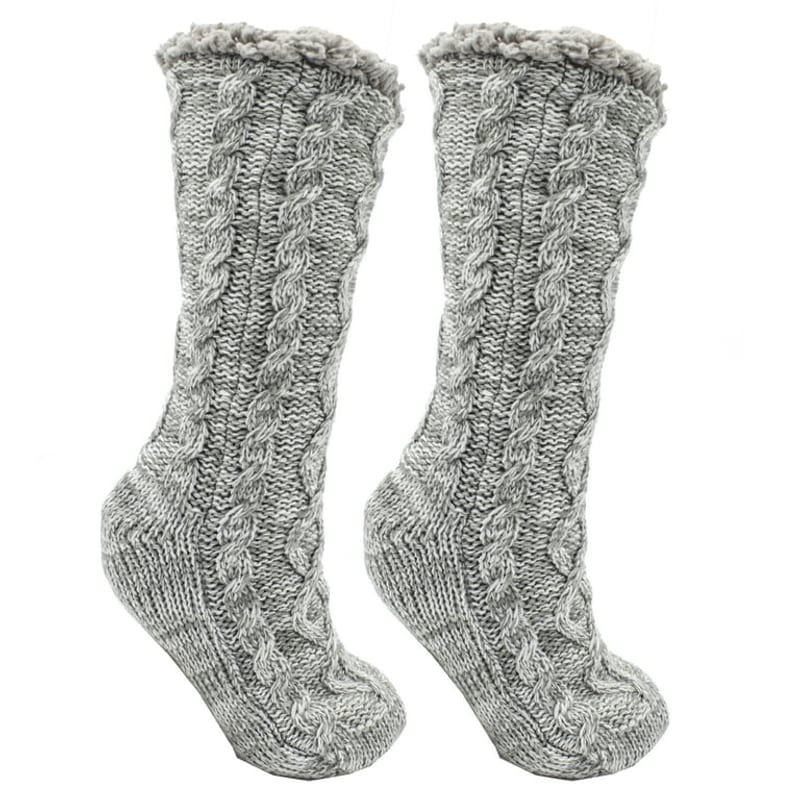 Sherpa Cable Knit Slipper Socks