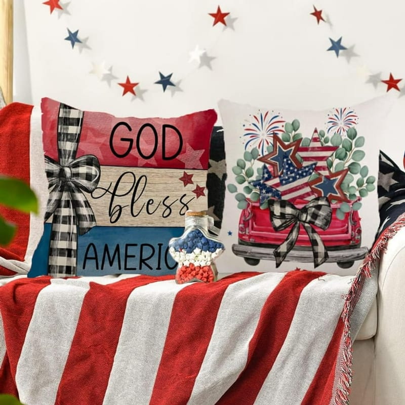 American Flag Throw Pillow Covers (Set)