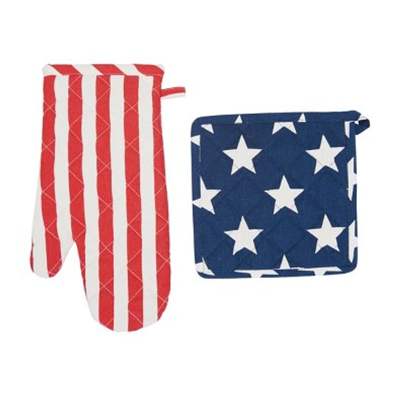 American Flag Oven Mitt and Pot Holder Set