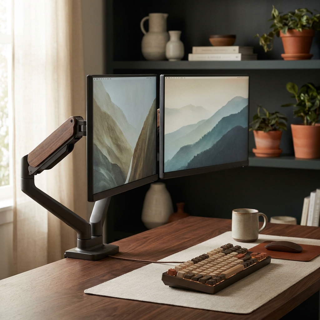 Monitor Arm Dual Mount Adjustable Aluminum