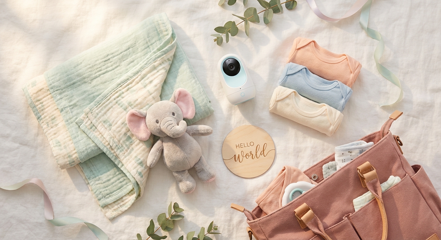 Baby shower gift ideas — swaddle, plush toys, and accessories